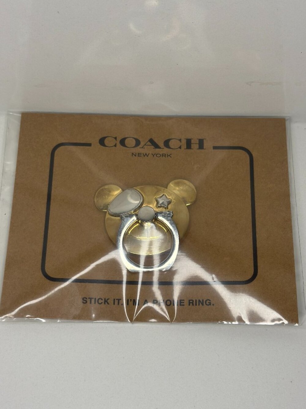Coach Bear Phone Ring Grip Gold & Silver – New Unused